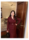 فستان نسائى أحمر غامض بحزام أنيق