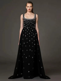 فستان اسود طويل راقي