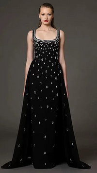 فستان اسود طويل راقي