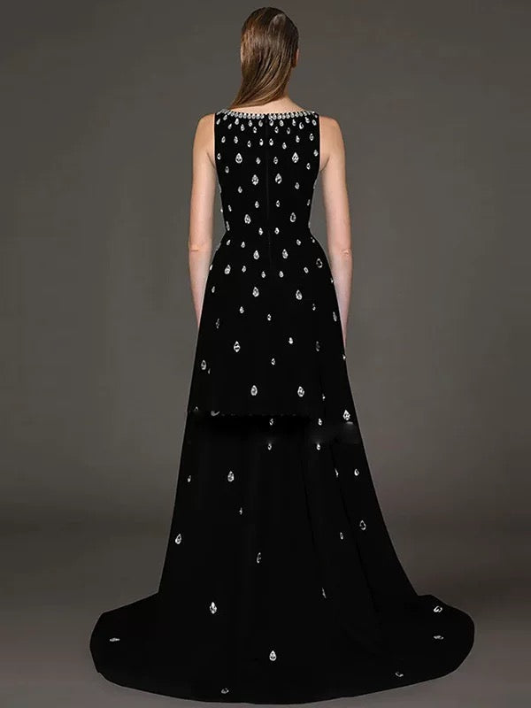 فستان اسود طويل راقي